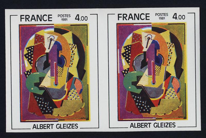 France 1728 imperf pair MNH Art, Albert Gleizes