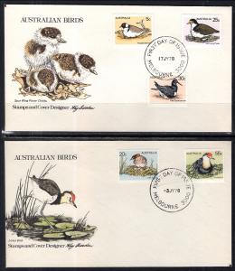 Australia 682-686 Birds Set of Two U/A FDC's