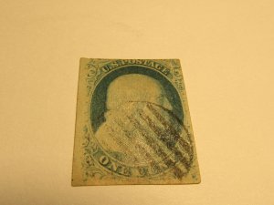 US Stamps, Scott # 9 used, Black Circular Grid Cancel, Type IV 1851, SCV $140.00