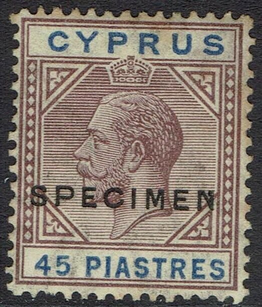 CYPRUS 1921 KGV 45PI SPECIMEN WMK MULTI CROWN CA 