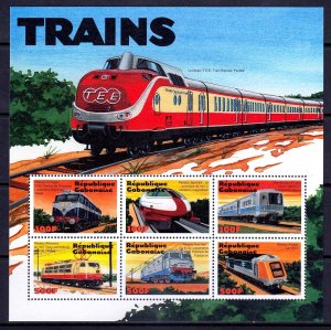 Gabon 2000 Trains Mint MNH Miniature Sheet SC 992