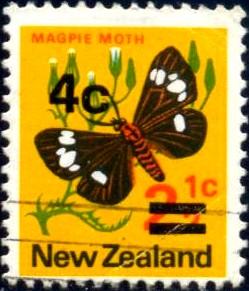 Magpie Moth, New Zealand stamp SC#480 Used