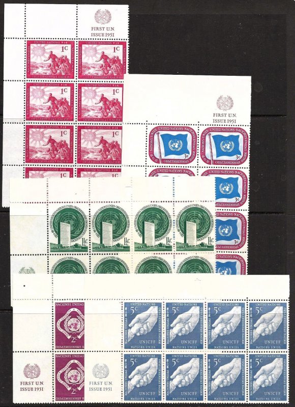 UN 5ea Early Name Blocks of 8 OGNH