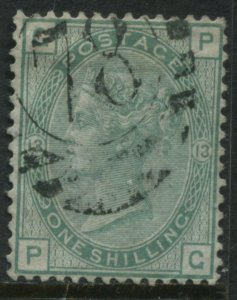 1873 1/ green Plate 13 PG struck by a light London numeral 78 (41)