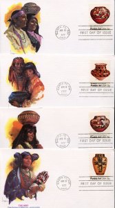 UNITED STATES 1977 PUEBLO ART  SET OF FOUR FLEETWOOD FIRST DAY COVERS