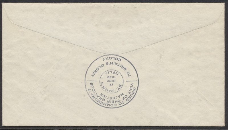 1939 Newfoundland #249 Royal Visit FDC Block Ioor Cachet St John's