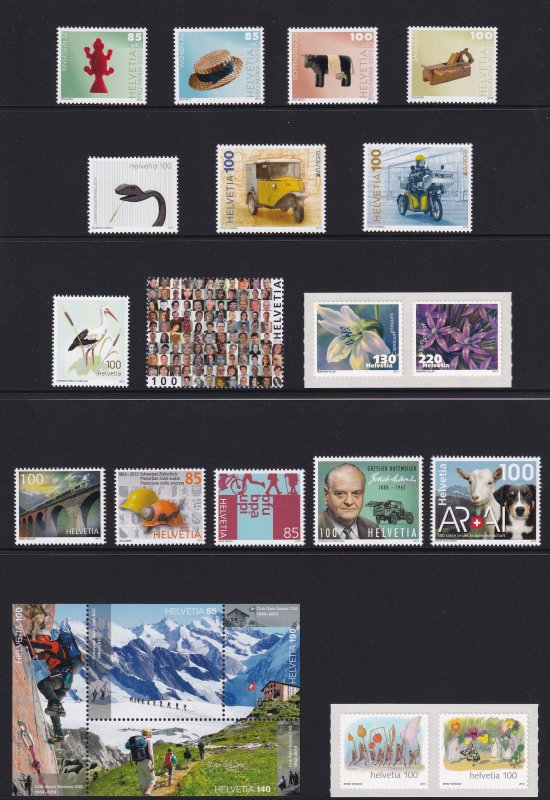 Switzerland 2013 Complete Year Set Incl. Souvenir sheets MNH