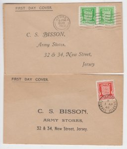 Jersey 1941 ½d & One Penny Arms - on  FDC