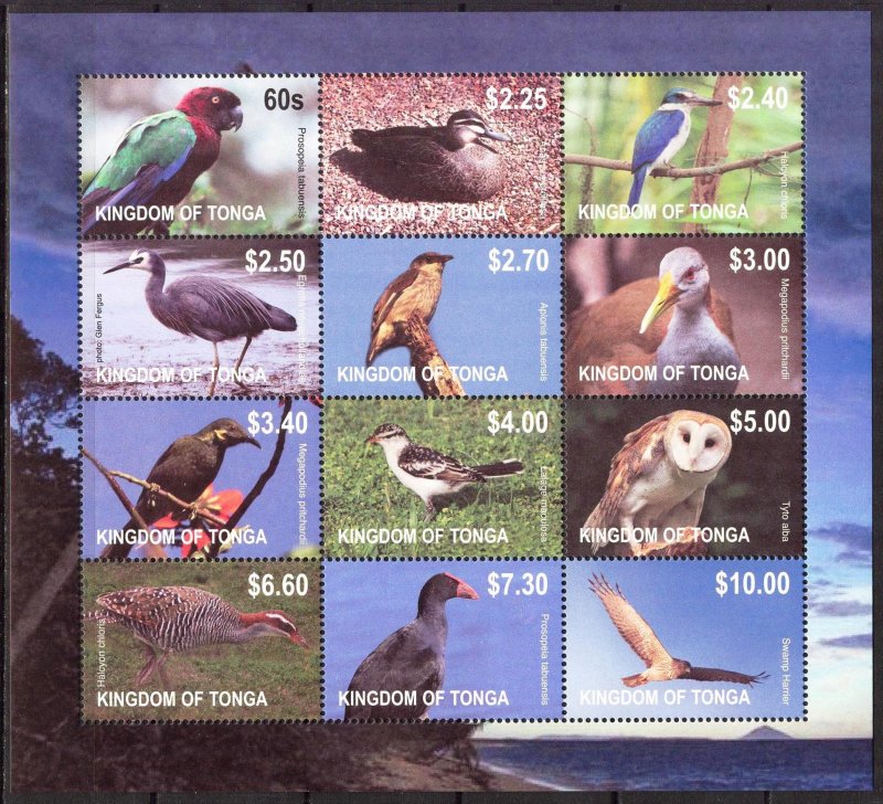 Tonga 2012 Birds Sheet of 12 MNH** Mi. 1742/53 70,00 Eur.