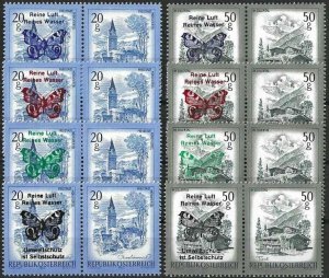 1983 Austria Definitives with Butterflies Overprint, 8 pairs VF/MNH!!! LOOK!