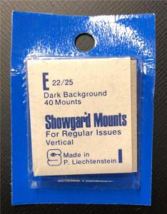 Stamp Mounts Supplies Showgard New 40 mounts 22mm by 25mm Black back Precut