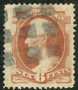 US #186 SCV $100. XF JUMBO used, checkerboard cancel, 6c Lincoln, A very larg...