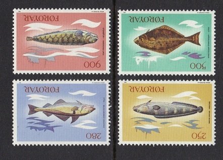 Faroe Islands  #97-100  MNH   1983    fishes