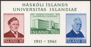 ICELAND - 1961 50th ANNIVERSARY OF HASKOLI ISLANDS UNIVERSITY SOUVENIR SHEET MNH