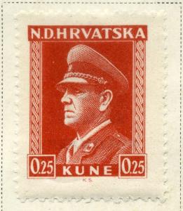 CROATIA;  1943 early WWII Pavelic issue fine Mint hinged 25b. value