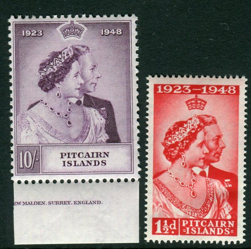 PITCAIRN ISLANDS-1948 Silver Wedding.  An unmounted mint set Sg 11-12