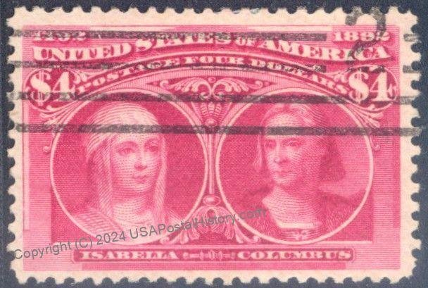 USA #244 $4 Columbian 4 Margin VF Used 113018