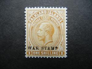 Falkland Islands 1918 KGV 1sh War, pale bistre SG 72a