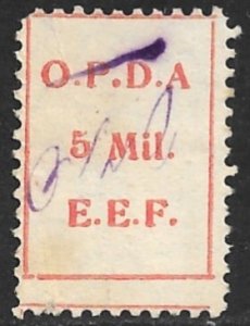 PALESTINE 1924 OPDA 5m Revenue WMK TO LEFT Bale 86 Used