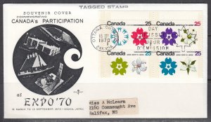 Canada Scott 511b UL Pl Blk Rose Craft FDC - EXPO '70