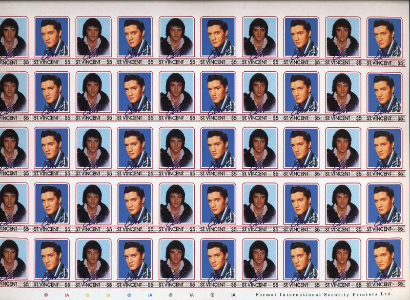 ST VINCENT Elvis Presley 1985 Cinderella Imperf Sheets MNH x 4 (200 Stamps)KR139