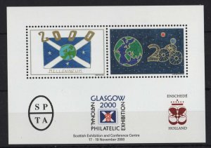 GB 2000 Millennium design souvenir sheet for Glasgow philatelic exhibition um