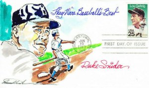 Wild Horse Hand Painted Duke Snider Baseball's Best FDC #2417 Lou Gehrig 1989