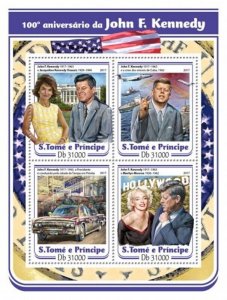 St Thomas - 2017 John F. Kennedy - 4 Stamp Sheet - ST17112a