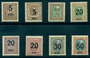 ICELAND #130-8 (98-102, 104-6) Complete Ovpt set, og, NH, VF, Scott $480.00