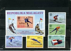 MADAGASCAR 1975 WINTER OLYMPIC GAMES INNSBRUCK SET OF 5 STAMPS & S/S MNH