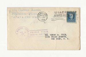 Cuba 1927  single franking on First Flight Havana to Key West with cachet
