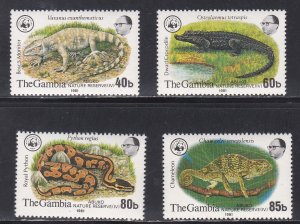 Gambia # 432-435, WWF - Abuto Nature Reserve - Reptiles, Mint NH, 1/2 Cat