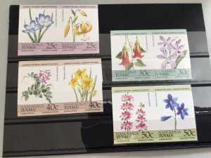 Tuvalu Flowers Se-Tenant imperf Pairs Stamps Ref 64075