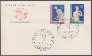 ITALY Sc # 1143-4.2  FDC EUROPA '74 with STATUE of DAVID by MICHELANGELO