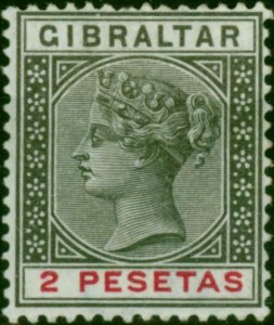 Gibraltar 1896 2p Black & Carmine SG32 Fine MM