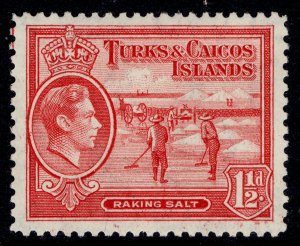 TURKS & CAICOS ISLANDS GVI SG197, 1½d scarlet, M MINT.