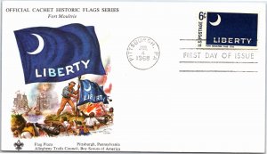 1968 FLAG SERIES F.D.C. ON BOY SCOUTS OF AMERICA OFFICIAL CACHET FORT MOULTRIE