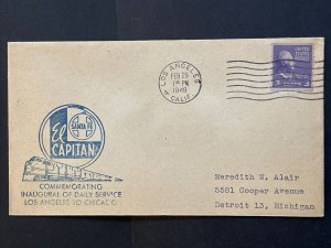 1948 Santa Fe El Capitan Inaugural Service Los Angeles to Chicago Souvenir Cover