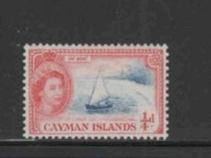 CAYMAN ISLANDS #136 1953 1/4p QEII 7 CATBOAT MINT VF LH O.G