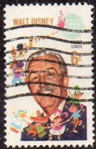 United States 1355 - Used -  6c Walt Disney (1968) (cv $0.30)