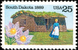 1989 25c South Dakota Statehood Centennial Pasque Flower Scott 2416 Mint F/VF NH