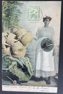 1907 Grenada Picture Postcard Cover To Southport England Basket Seller