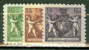 HO: Liechtenstein 54-61 perf 9.5 complete MNH CV $975; scan shows only a few