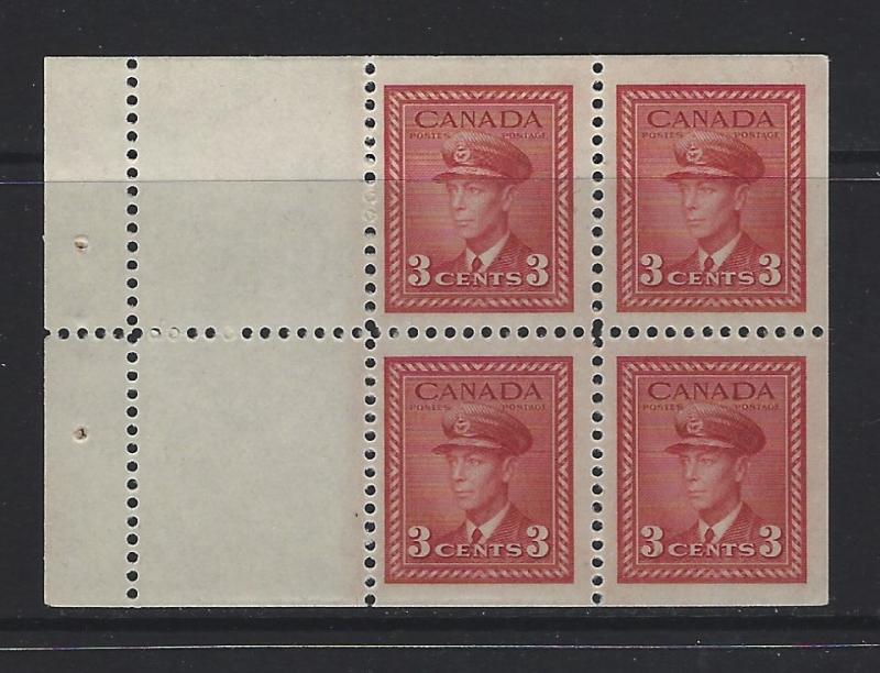 CANADA - #251a - 3c KING GEORGE VI WAR ISSUE BOOKLET PANE (1942) MNH