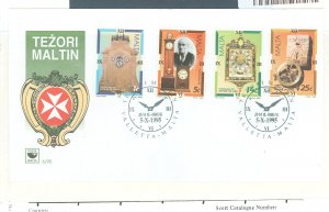 Malta 870-873 1995 Cacheted & unaddressed antique clocks. Cat. val. is for the used set. Bonus: Malta #569 S/S included