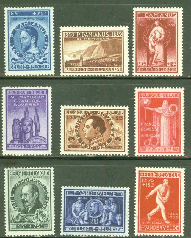 Belgium Scott B417-425 MNG no gum 1946 semi postal set