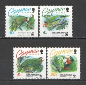 Ft144 1993 Cayman Islands Wwf Fauna Birds Parrots #690-693 1Set Mnh