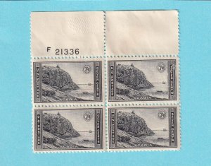 US 746 MNH OG BLOCK OF FOUR W/ PLATE NUMBER F 21336