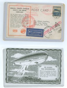 Germany C57 1936 Advertising card (tide water diesel lubricant) mailed aboard the Hindenburg airship (LZ129) on its first trip t