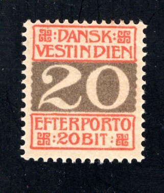 Danish West Indies #J6,  F/VF,  Mint Unused, CV $7.50 ....1630054